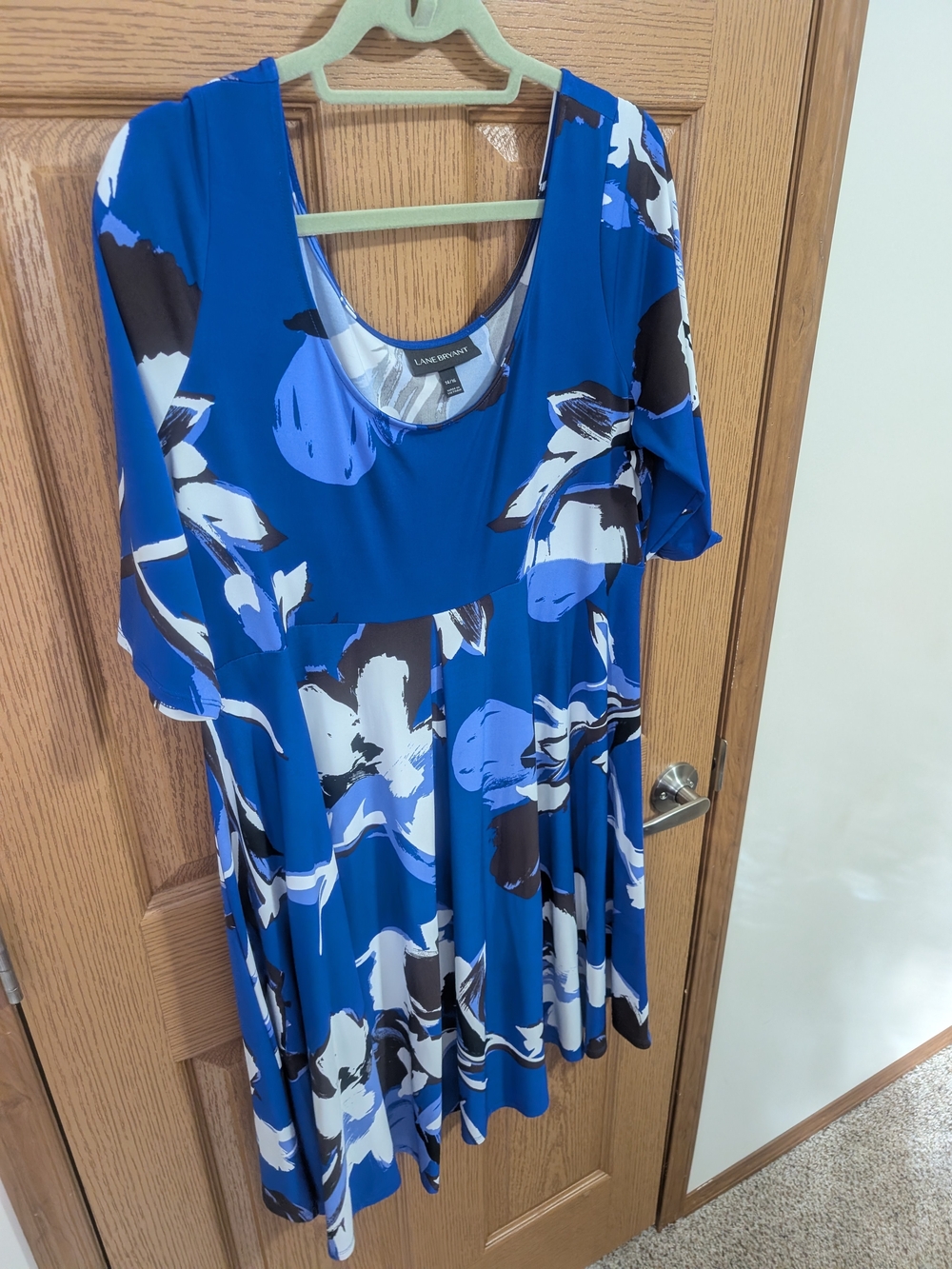 Lane Bryant Blue Floral Scoop Neck Dress
